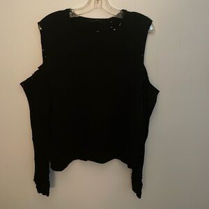 Off The Shoulder Distressed Sweater